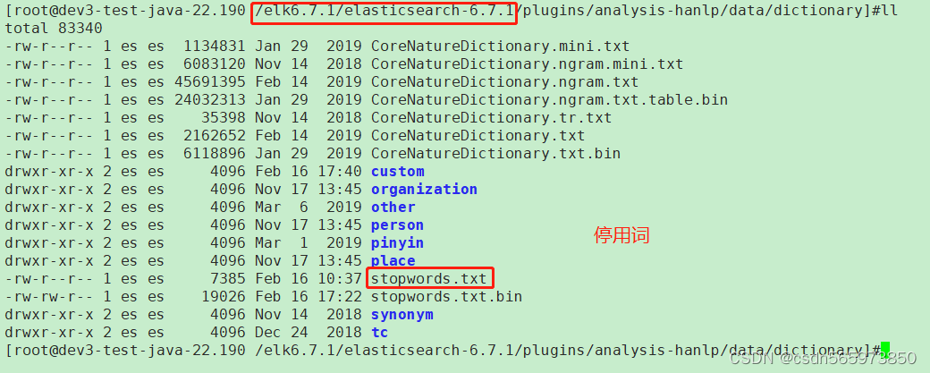 elasticsearch hanlp插件自定义分词配置(停用词)插图(1)