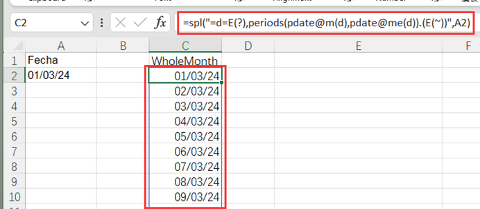 Excel 生成所在月份的每一天列表插图