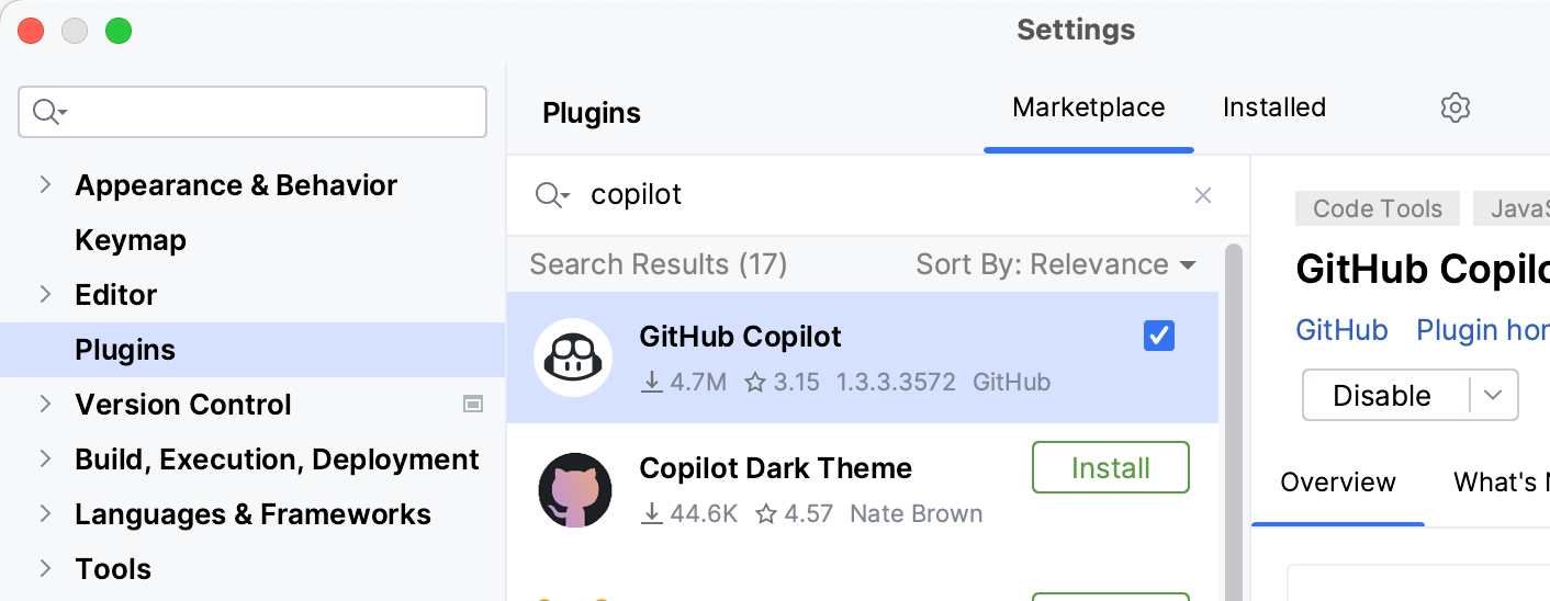 JetBrains IDE(IDEA/WebStorm)配置GitHub Copilot插图(1)