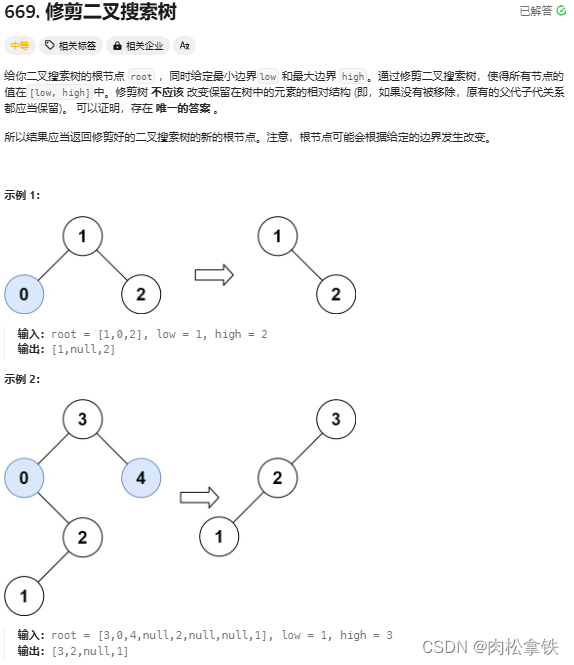 代码随想录——修建二叉搜素树（Leetcode669）插图