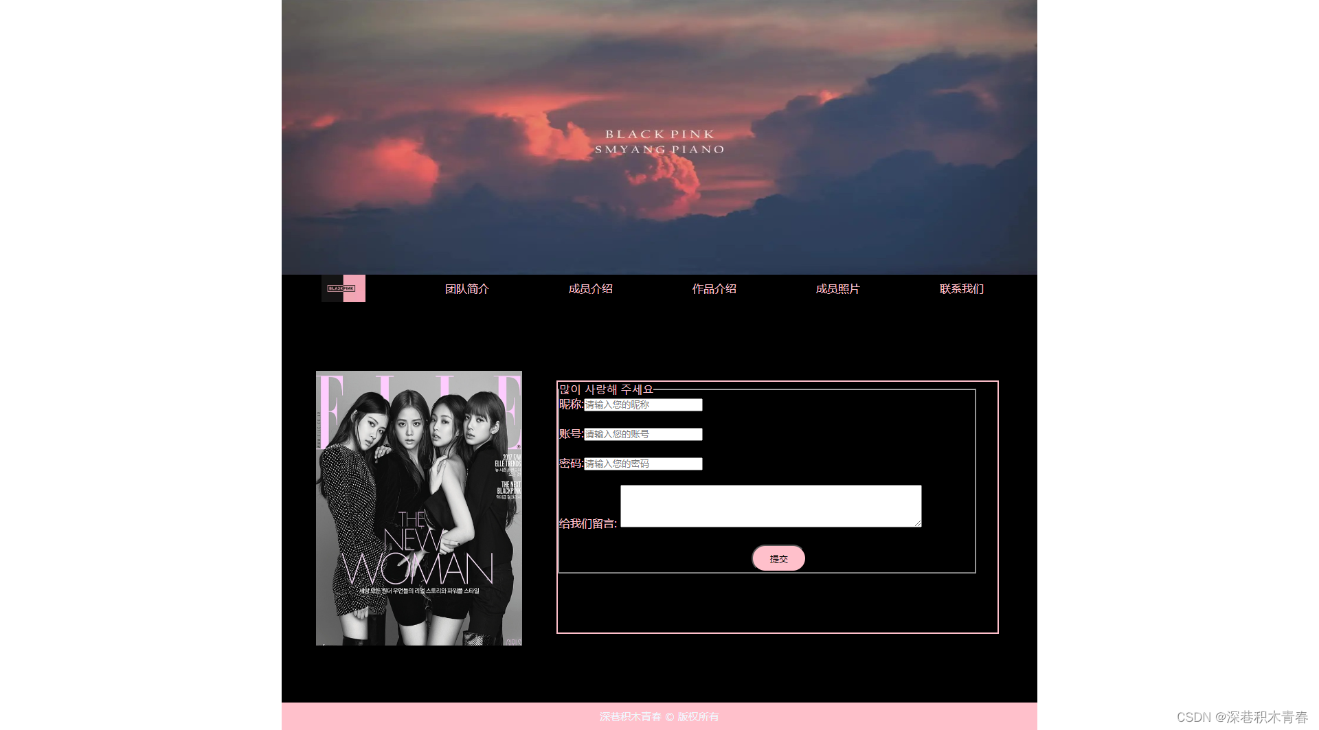 web期末作业设计网页：网站设计——blackpink(5页) HTML+CSS+JavaScript 学生DW网页设计作业成品 网页设计作业 web网页设计与开发 html实训大作业插图(2)