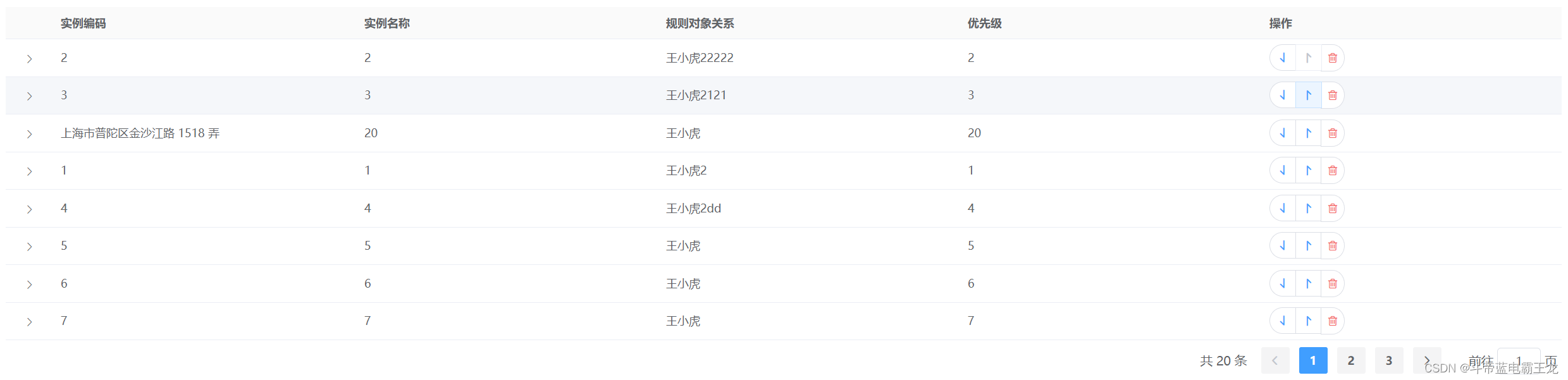 前端基于VUE+ElementUI实现table行上移或下移(支持跨页移动)插图