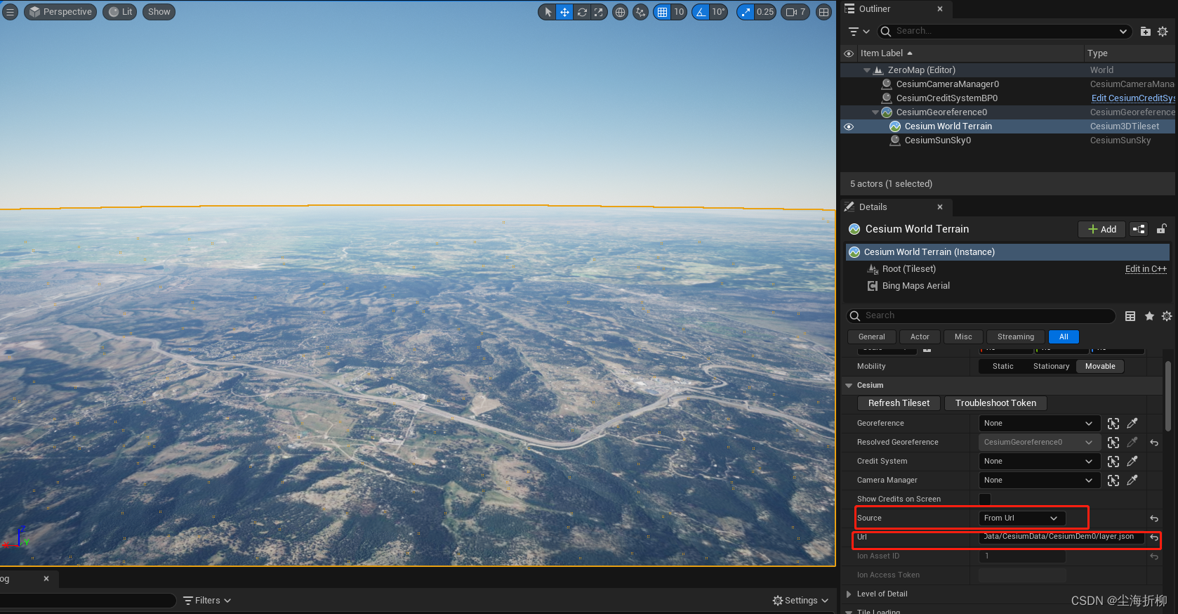 【UE5：CesiumForUnreal】——加载无高度地形数据插图(4)