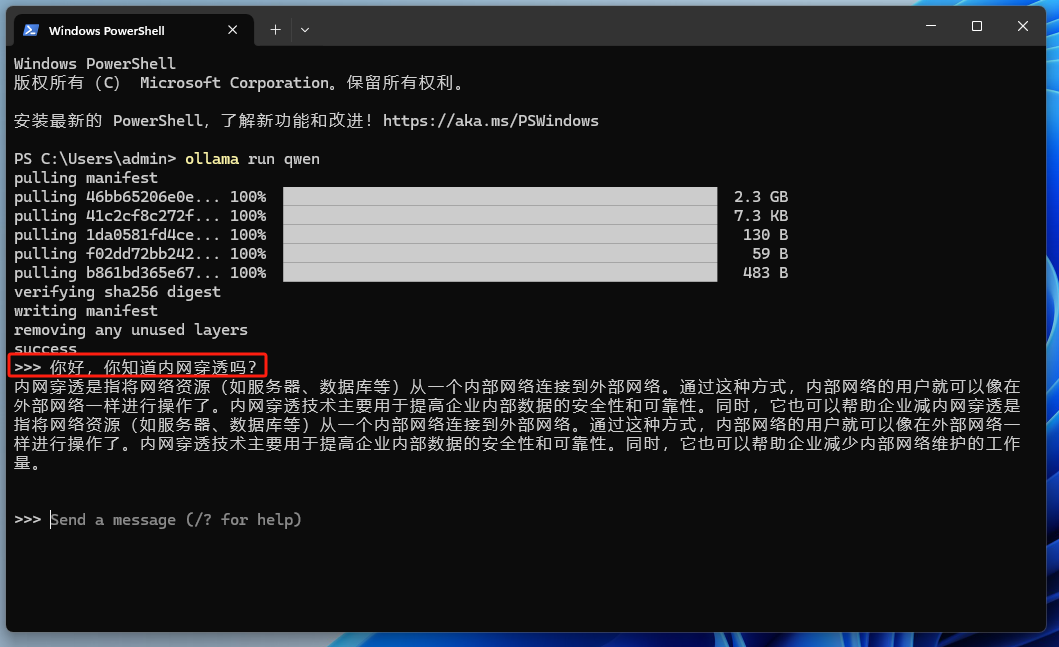 Windows本地部署Ollama+qwen本地大语言模型Web交互界面并实现公网访问插图(6)