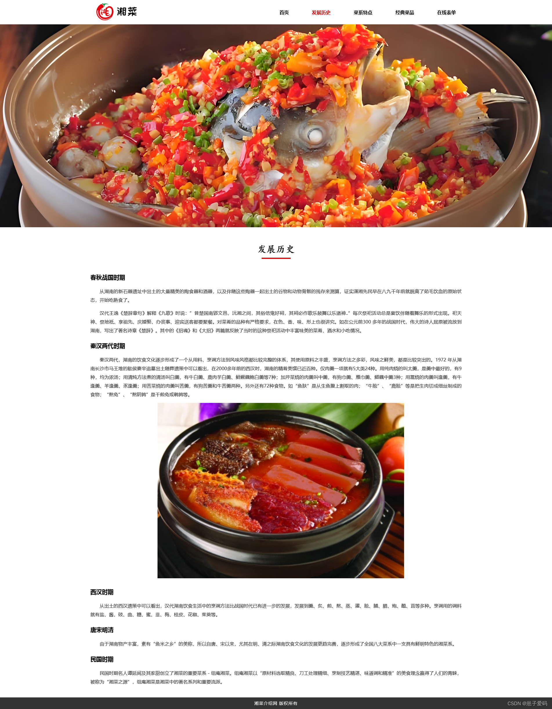 HTML静态网页成品作业(HTML+CSS)—— 美食湘菜介绍网页(5个页面)插图