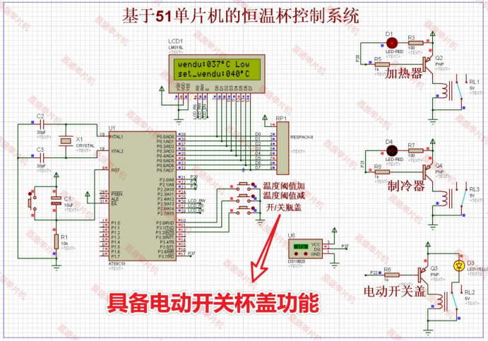 基于51单片机的简易温控水杯恒温杯仿真设计( proteus仿真+程序+设计报告+讲解视频）插图(3)