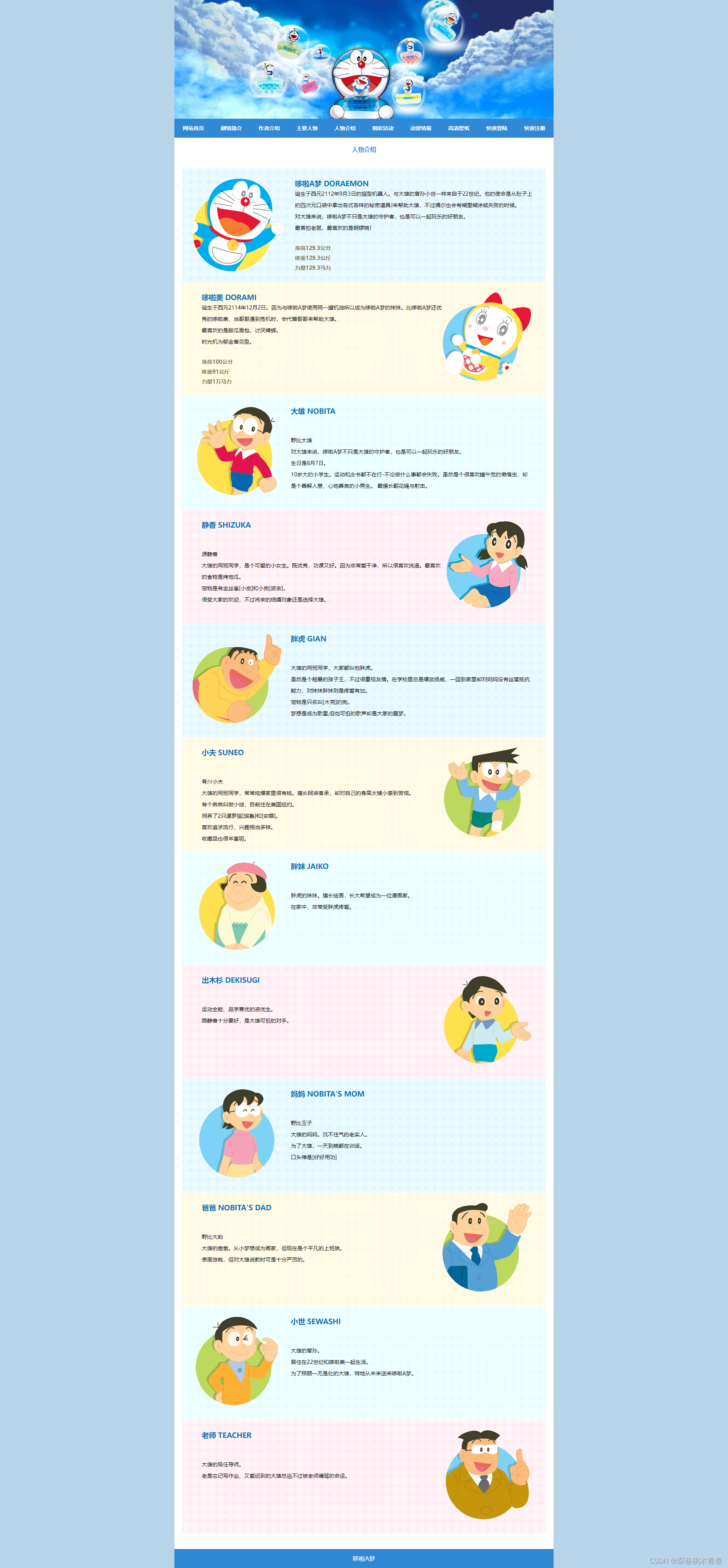 web期末作业设计网页：动漫网站设计——哆啦A梦(10页) HTML+CSS+JavaScript 学生DW网页设计作业成品 动漫网页设计作业 web网页设计与开发 html实训大作业插图(4)