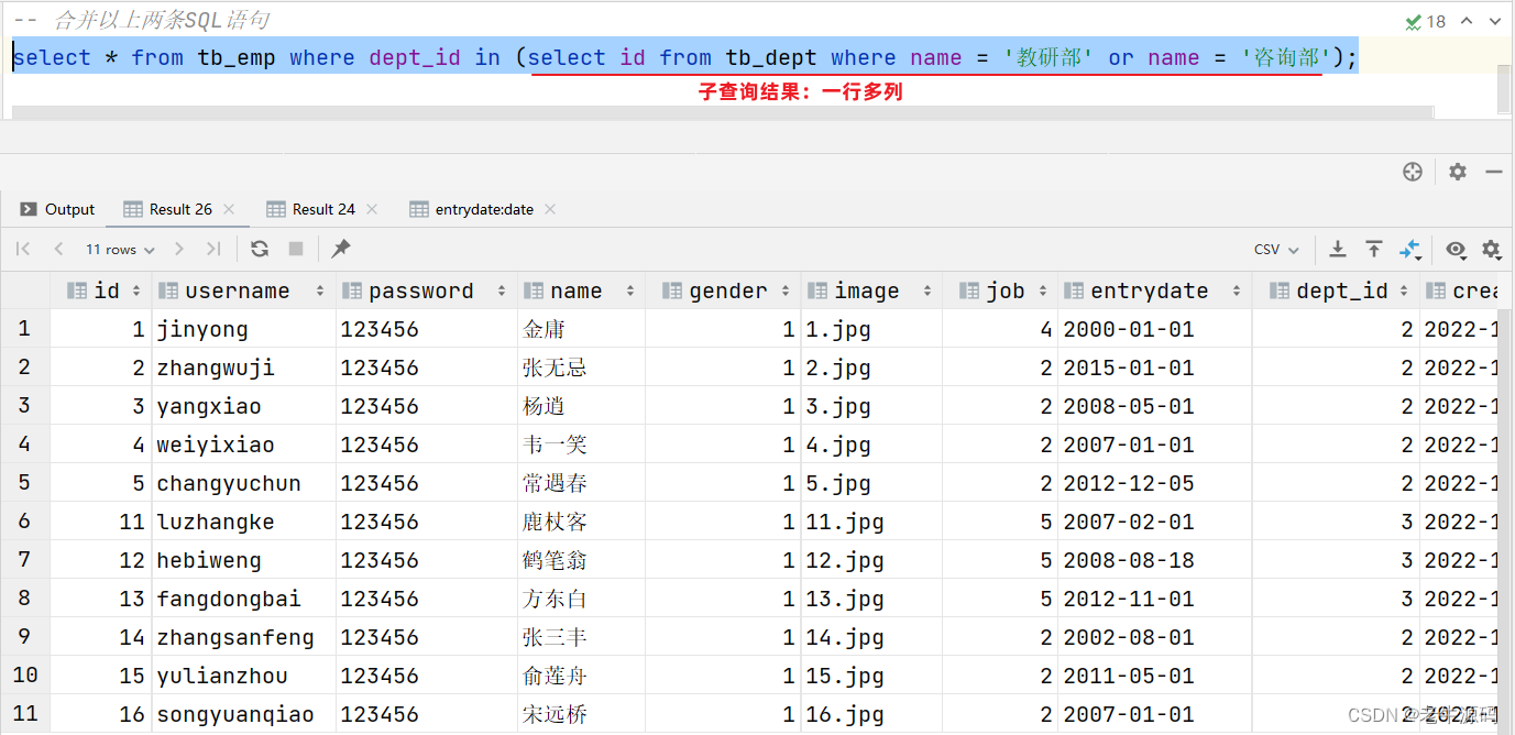 【JaveWeb教程】（22） MySQL数据库开发之多表查询：内连接、外连接、子查询 详细代码示例讲解（最全面）插图(12)