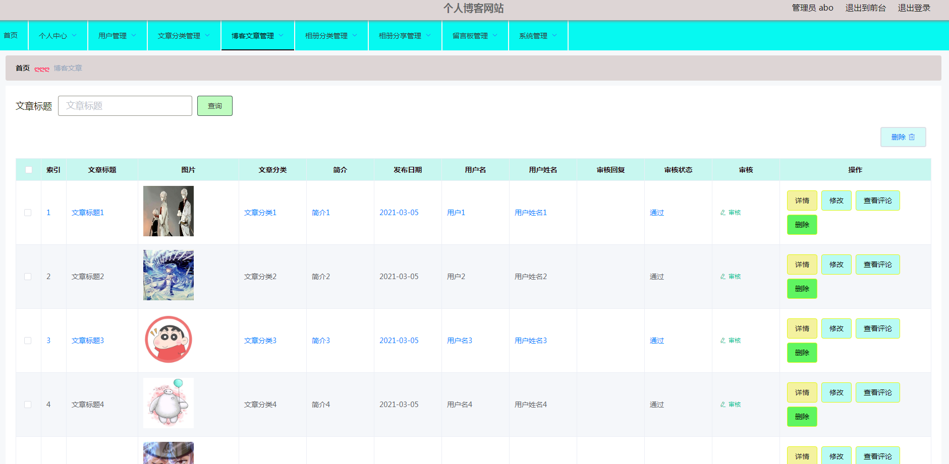 javaWeb项目-ssm+vue个人博客网站管理系统功能介绍插图(1)