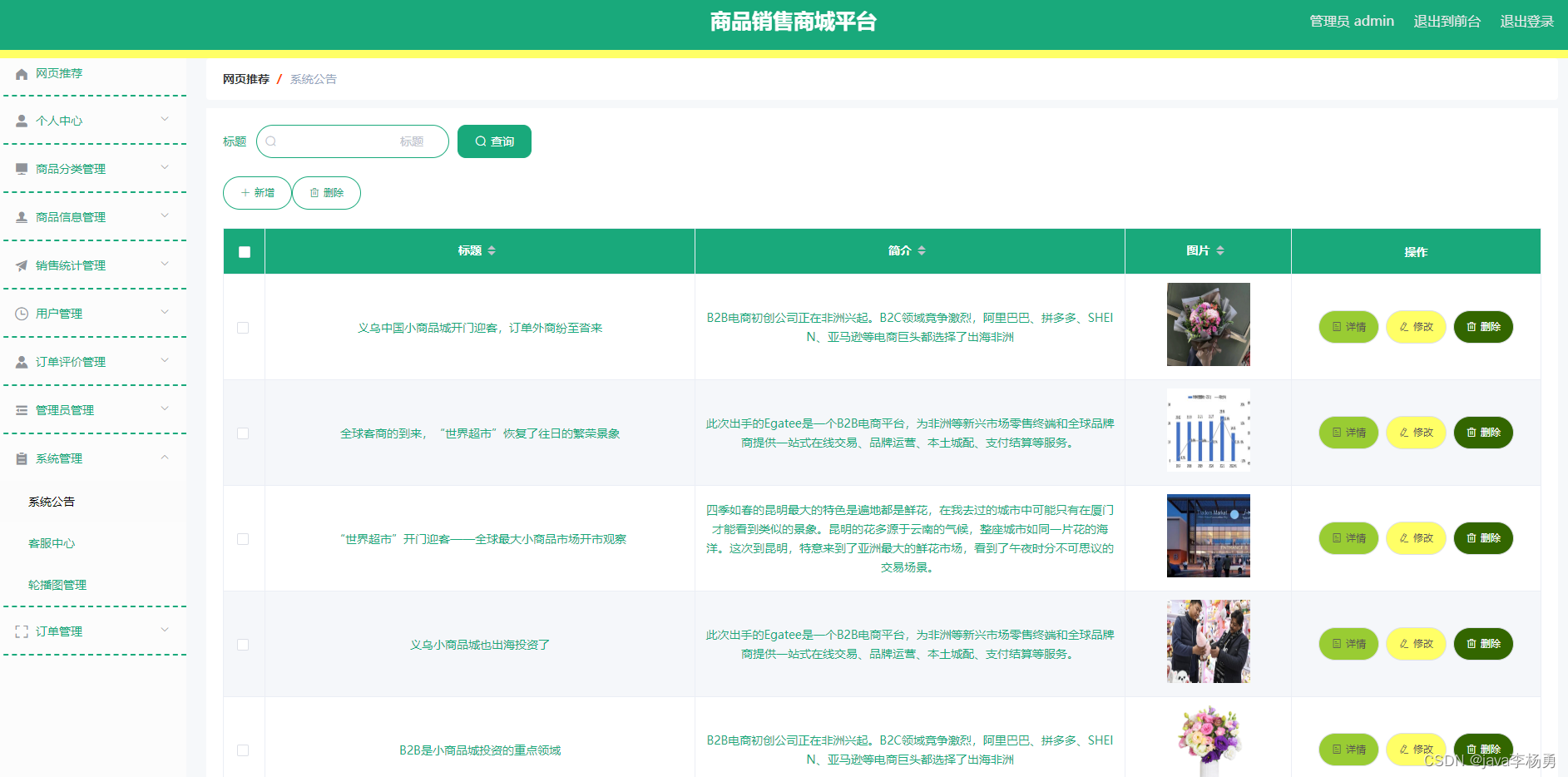 基于Java+Spring+vue+element商城销售平台设计和实现插图(18)