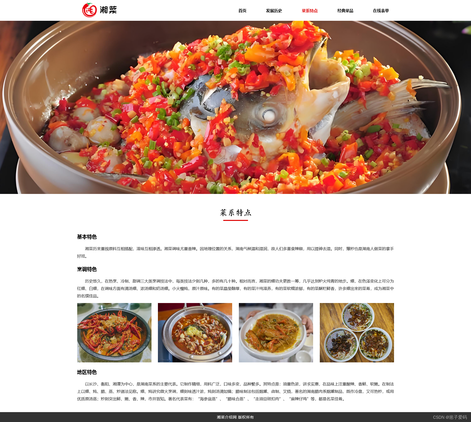 HTML静态网页成品作业(HTML+CSS)—— 美食湘菜介绍网页(5个页面)插图(3)