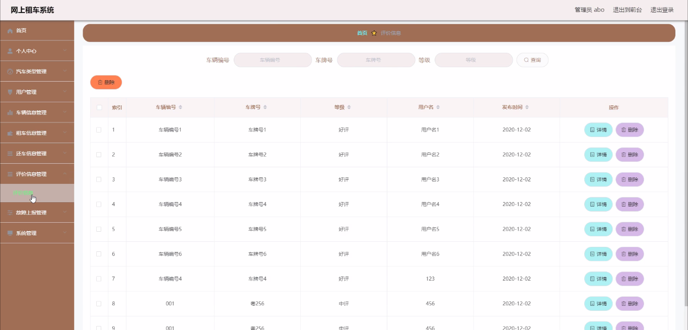 javaWeb项目-ssm+vue网上租车系统功能介绍插图(7)